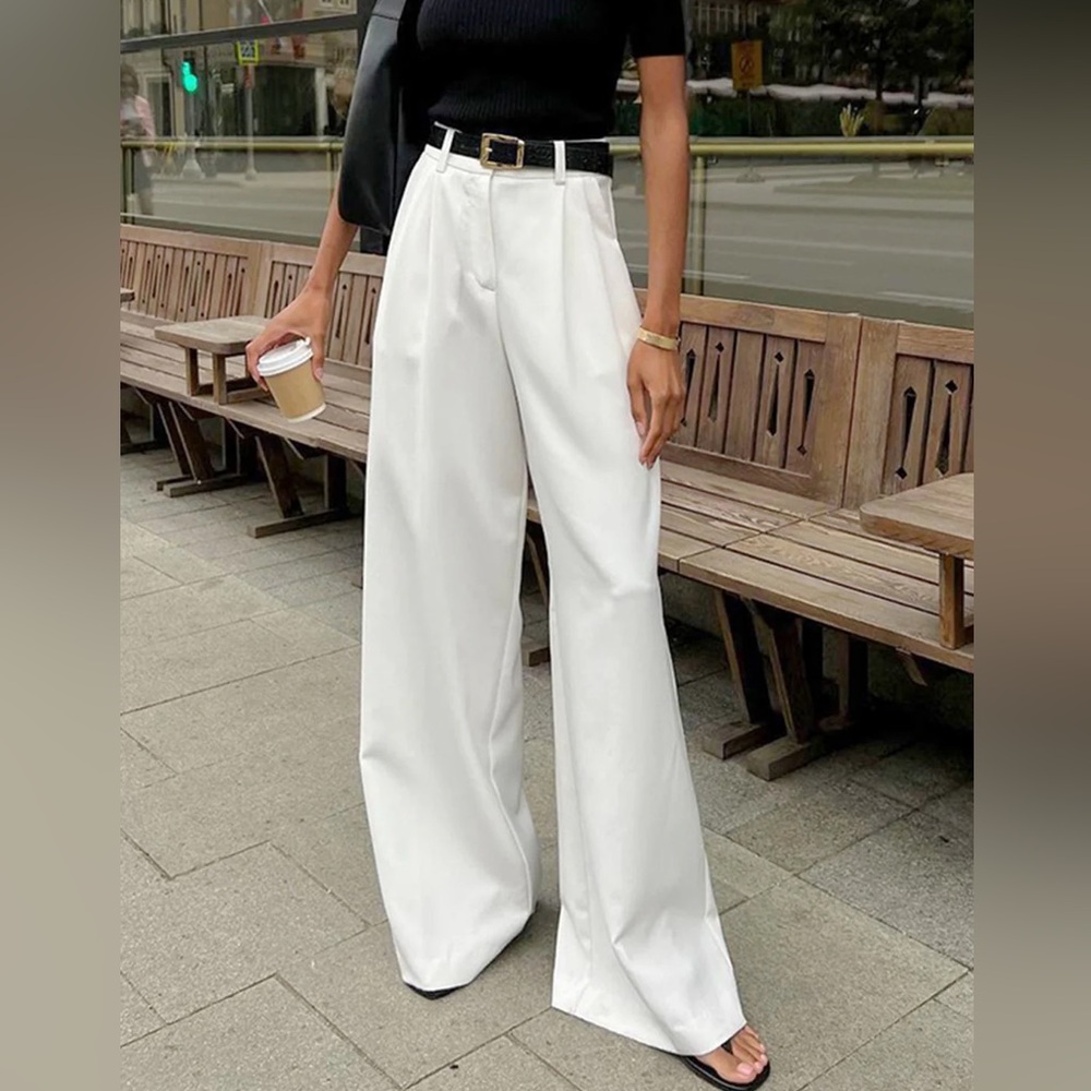 79 Solid Wide Leg Pants Without Belt